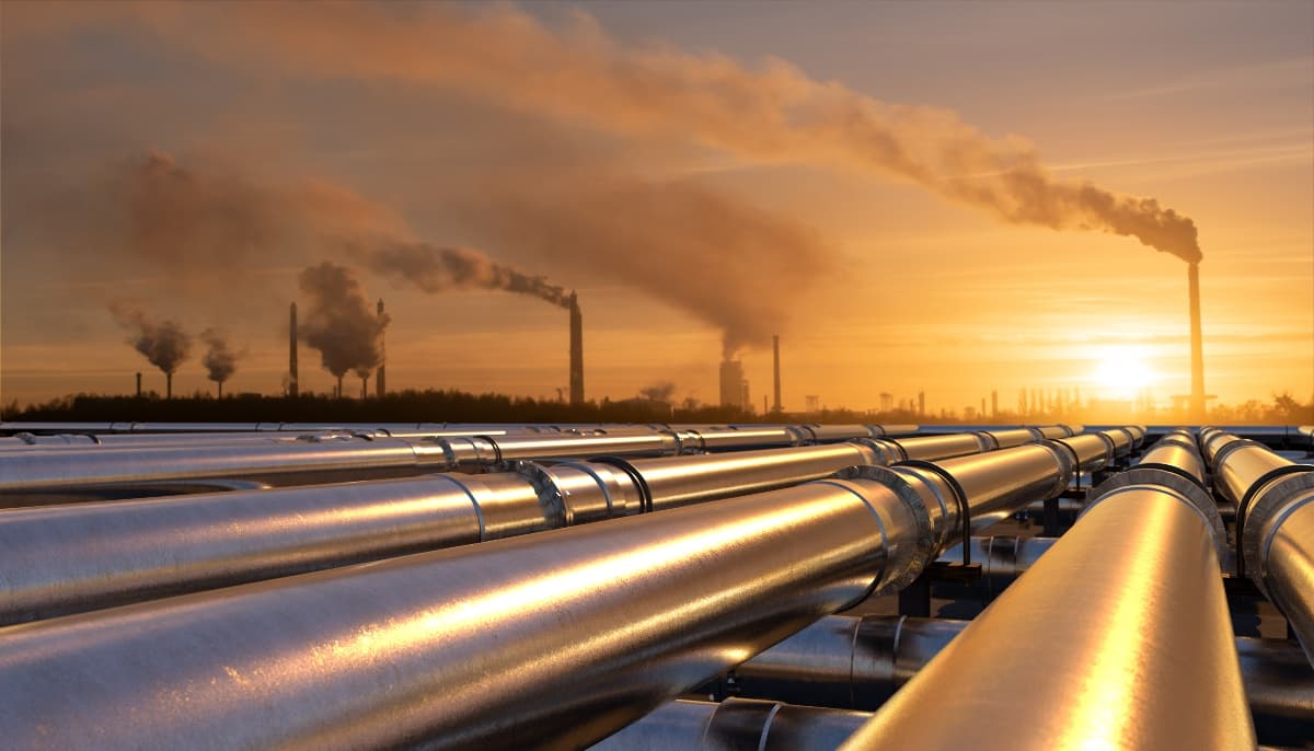 Oil pipes sunset