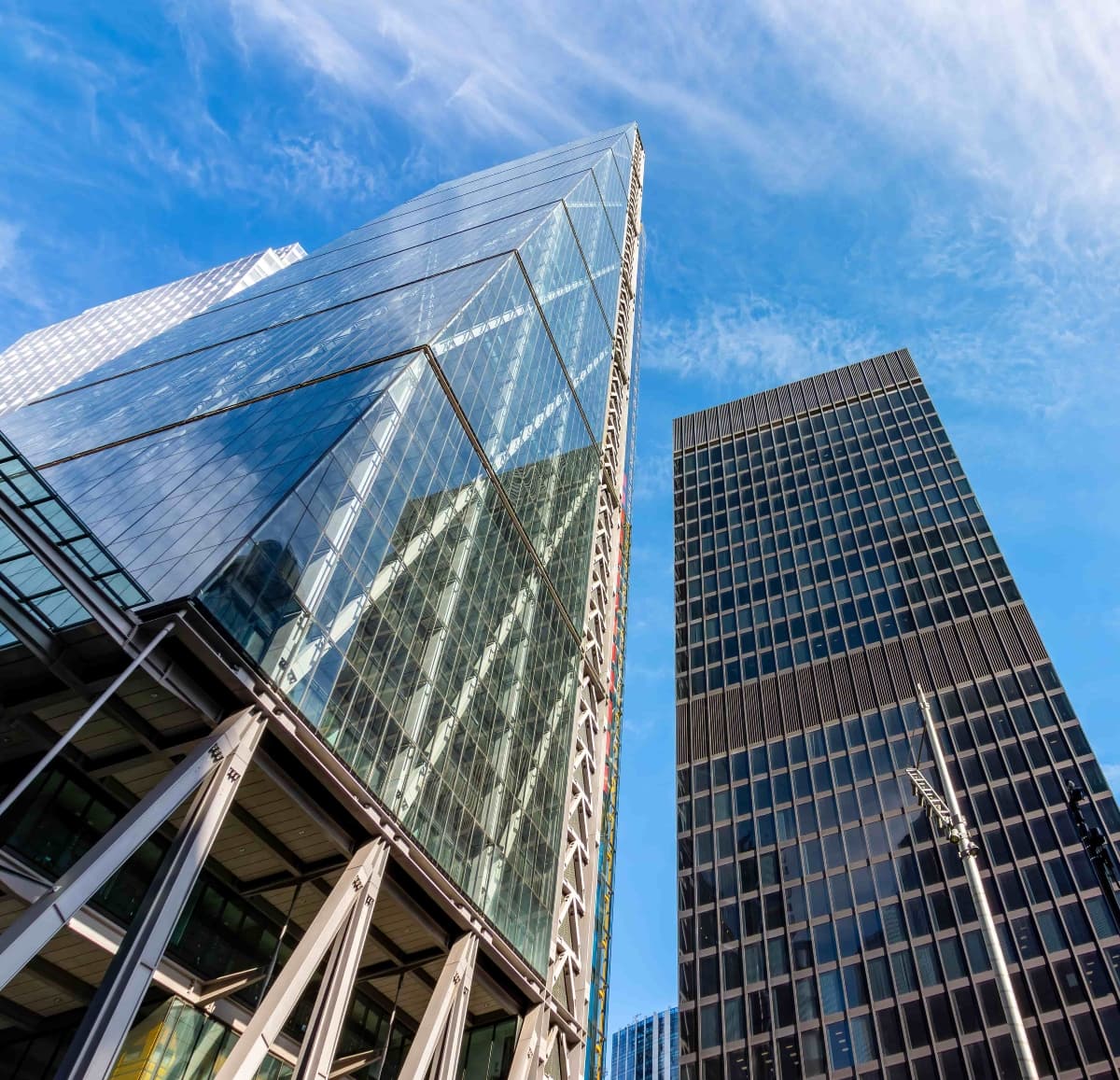 buildings window reflection looking up