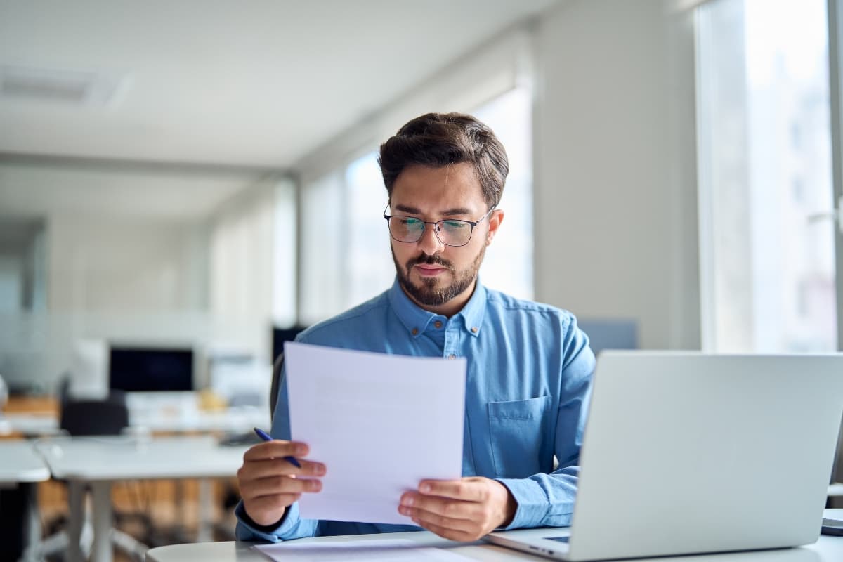 employee reviewing document